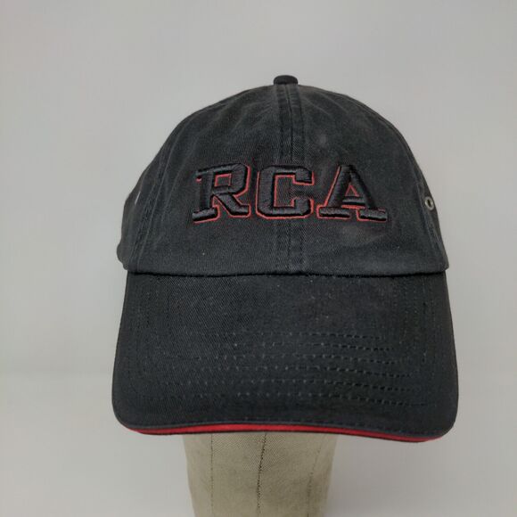 RCA Embroidered Strapback Hat Cap Black Red Accents 100% Cotton - Picture 2 of 11